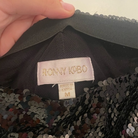NWT Ronny Kobo Black Sequin Betty Skirt - Picture 6 of 10